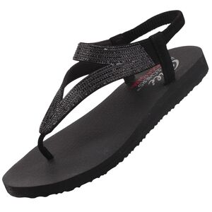 Skechers Meditation Vibrant Glow Damen Zehentrenner Schwarz