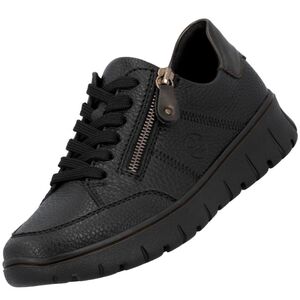 Rieker Damen Leder Halbschuhe Schwarz - Extra Weit