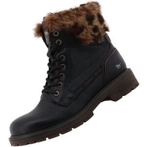 Mustang Damen Tex Stiefelette gef�ttert Schwarz/Leopard