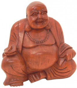 Mnch-Statue sitzend, Holz-Skulptur Asien