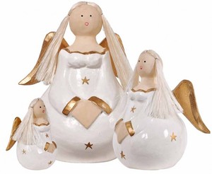 Engel EMMA wei� aus Albesia-Holz handgeschnitzt und handbemalt