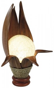 Deko-Leuchte LOTUS KARIMA, 6 Bltter, Tisch-Lampe aus Natur-Materialien, Stimmungsleuchte