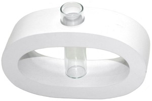 Design-Vase SELINA aus Mangoholz mit Glas, in wei�, schwarz oder braun 