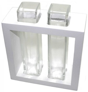 Design-Vase CORA aus Mangoholz mit Glas, in wei, schwarz oder braun, 2 Glser