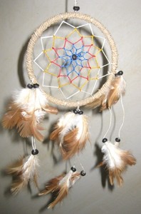 Dreamcatcher Gute Trume  ca. 10 cm - Traumfnger mit farbigem Netz