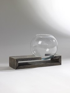 Design-Vase SPHERE, Glas in Holz
