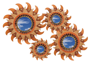 Deko-Spiegel SUN, 4 Gr��en, Wandschmuck, rund, verziert