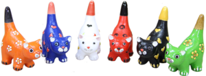 Katzen aus Keramik, bunt bemalt in verschiedenen Farben oder im Set erhltlich, 4 cm