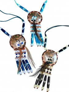 Halsband CONCHA, Anhnger mit Perlen und Bone verziert