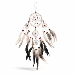Traumf�nger - Dreamcatcher GUTER TRAUM mit Steinchen  9 cm & 4 x klein, wei�