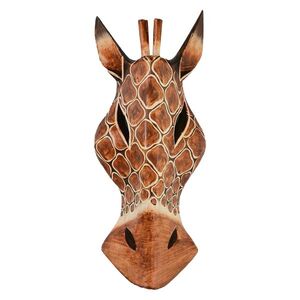 Maske Giraffe 30 cm, Holz-Maske aus Bali, Wandmaske