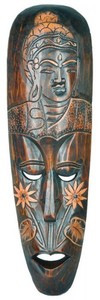 Maske mit Buddha, wahlweise in 50 cm oder 100 cm, Holz-Maske aus Bali, Wandmaske