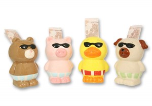 Comic-Sparfigur Tier mit Brille