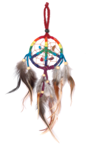 Traumfnger - Dreamcatcher GUTER TRAUM,  6 cm bunt, Lnge 25 cm