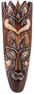 Maske bemalt 30 cm, Holz-Maske aus Bali, Wandmaske