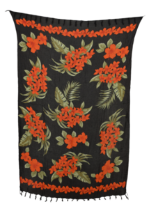Sarong rote Blumen, Stampbatik, Pareo, H�fttuch, Wickelrock, Strandtuch 160 x 115 cm