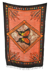 Sarong Schmetterling, Butterfly, Stampbatik, Pareo, H�fttuch, Wickelrock, Strandtuch 160 x 115 cm