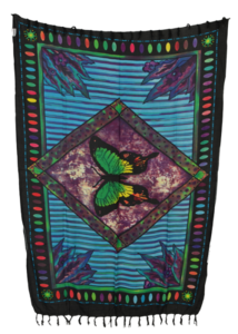 Sarong Schmetterling, Butterfly, Stampbatik, Pareo, H�fttuch, Wickelrock, Strandtuch 160 x 115 cm
