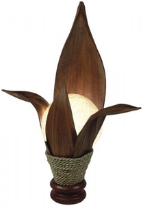 Deko-Leuchte LOTUS, 4 Bl�tter, Tisch-Lampe aus Natur-Materialien, Stimmungsleuchte