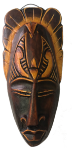 Maske Krieger bemalt 20 cm, Holz-Maske aus Bali, Wandmaske