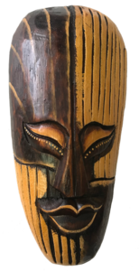Maske Zauberer bemalt 20 cm, Holz-Maske aus Bali, Wandmaske