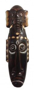 Maske Elefant aus Holz, Gr��e 50 cm, Holz-Maske aus Bali, Wandmaske