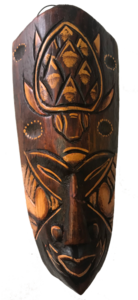 Maske Schildkr�te bemalt 20 cm, Holz-Maske aus Bali, Wandmaske