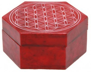 Schatulle aus Speckstein, handgefertigt mit der Blume des Lebens, wahlweise in 2 Farben