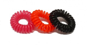 Haargummi Spirale aus Kunststoff, 3er Set bunt, NEU - KEIN Telefonkabel, verschiedene Farben, Zopfgummi elastisch, Haarschmuck