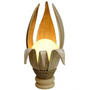 Deko-Leuchte LOTUS KARIMA, 6 Bltter, Tisch-Lampe aus Natur-Materialien, Stimmungsleuchte