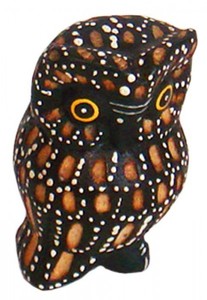 Eule RASA mini, ca. 6 cm aus Holz, handgeschnitzt und bemalt