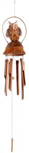 Bambus-Windspiel Eule, natur aus Holz Lnge ca. 65 cm
