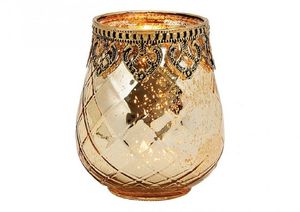 Windlicht Marokko aus Glas und Metall in orientalischem Stil