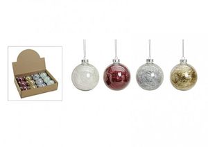 Weihnachtskugeln aus Glas mit Glitzerfden in Gold, Silber, Rot oder Mehrfarbig, 3er Set