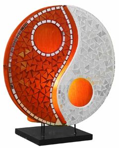 Deko-Leuchte YING YANG Orange/Wei, 30 cm
