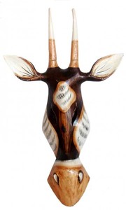 Maske Antilope 50 cm - mit H�rner 70 cm, Holz-Maske aus Bali, Wandmaske