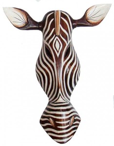 Maske Zebra 50 cm, Holz-Maske aus Bali, Wandmaske