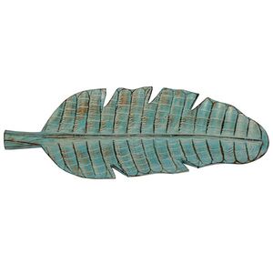 Dekoschale Blatt aus Albesia-Holz T�rkis Wash 40 oder 60 cm