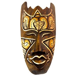 Maske bemalt 20 cm, Holz-Maske aus Bali, Wandmaske