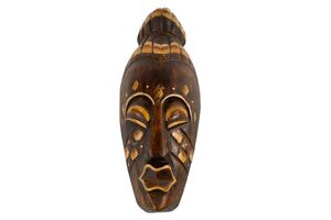 Maske bemalt 20 cm, Holz-Maske aus Bali, Wandmaske