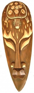 Maske bemalt 30 cm, Holz-Maske aus Bali, Wandmaske Schildkrte