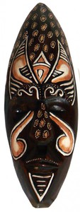 Maske bemalt 30 cm, Holz-Maske aus Bali, Wandmaske