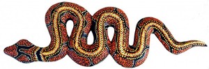 Deko-Schlange RED HEAD, Holz, Wandschmuck, bemalt