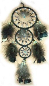 Traumf�nger - Dreamcatcher mit Perlen 3-fach, 11 cm