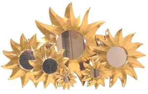 Deko-Spiegel GOLDEN SUN, Holz, 7 Größen, Wandschmuck