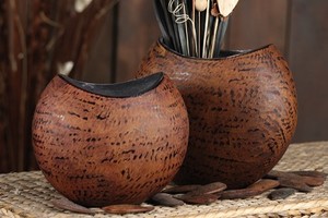 Deko-Vase GEROS, Casablanca Design, Aluminium in Wurzelholz-Optik