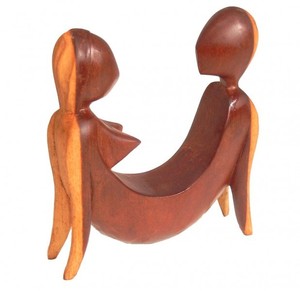 Abstrakte Schnitzerei aus Waru Lot - Holz-Skulptur 15 cm