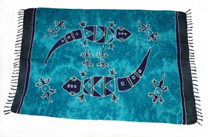Sarong HANDPAINTING, diverse Muster, Pareo, H�fttuch, Wickel-Rock, Strandtuch Blau-T�ne