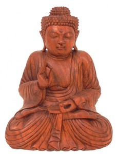 Buddha mit erhobener Hand, Holz-Skulptur Asien