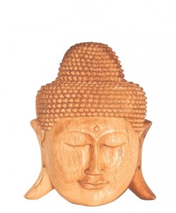 Buddha Maske, Holz-Maske aus Bali, Wandmaske 25 cm